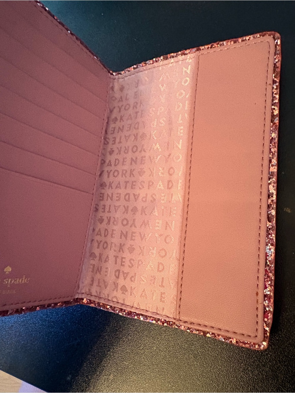 kate spade Pink Passport/Card Holder with Glitter Trim - Picture 4 of 5